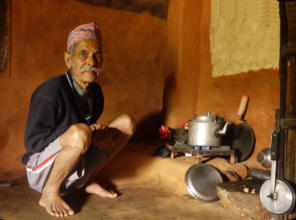 Cooking over a biogas stove in Nepal
