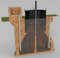 Model of shallow floating drum digester - mainly underground